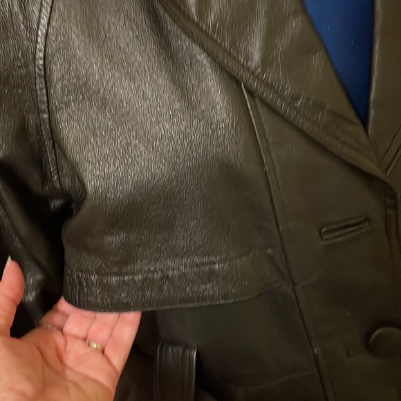 Worthington, women’s genuine leather coat with belt and pockets (Mlb) - Picture 4 of 16